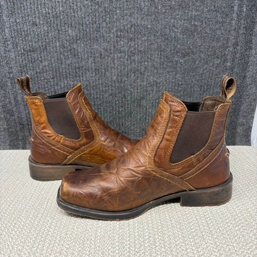 Sureway Western Chelsea Cowboy Boots Brown Leather Square Toe Men’s 7.5 / 9.5 W